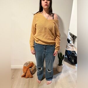 Caramel Color Twist Reversible Sweater. Fall/pumpkin patch